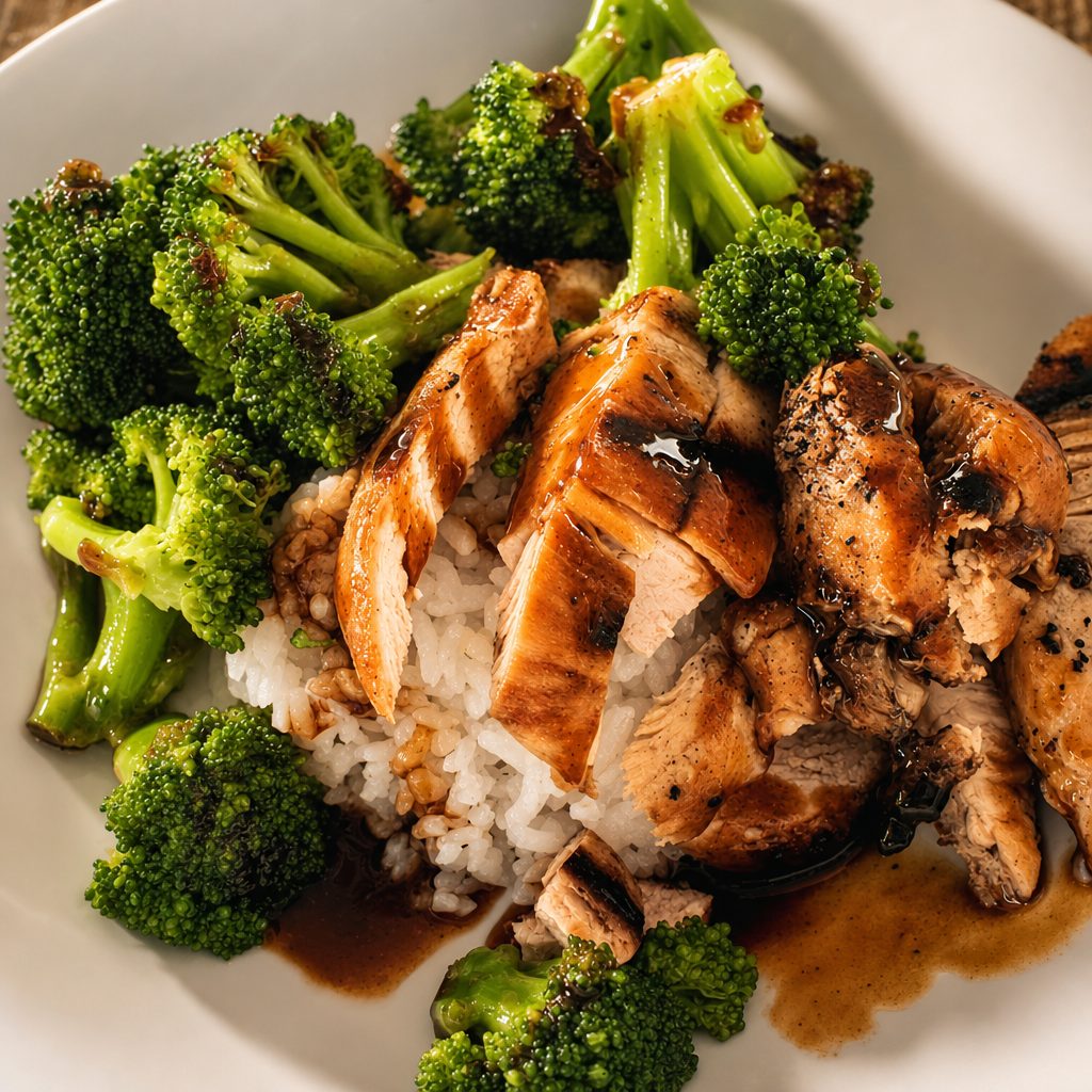Keiki Chicken Teriyaki, Rice & Broccoli.